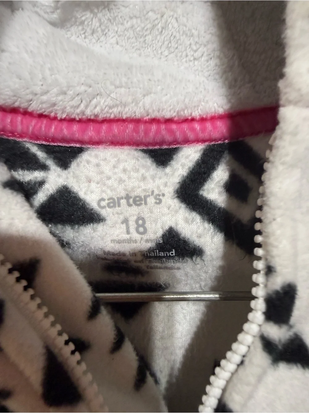 Carters Hooded One-Piece fleece zip up bodysuit 18m